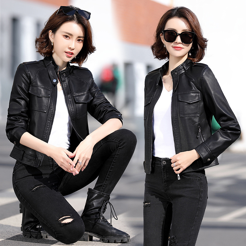 pu leather clothing have cash less than that is registered in the accounts fashion 2021 Spring new pattern leather jacket Shorty Korean Edition Self cultivation Little coat