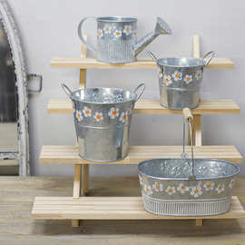 复古花盆铁桶水桶办公桌笔筒摆件化妆刷桶杂物收纳桶鲜花花瓶批发