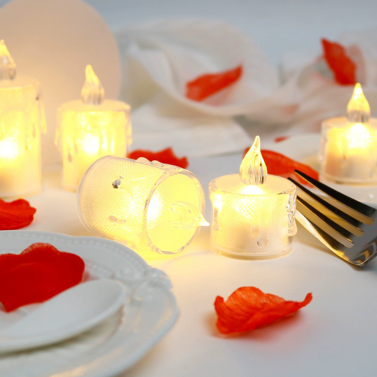 LED Mini Electronic Candle Light, Transparent Shell, Multiple Sizes & Set Options