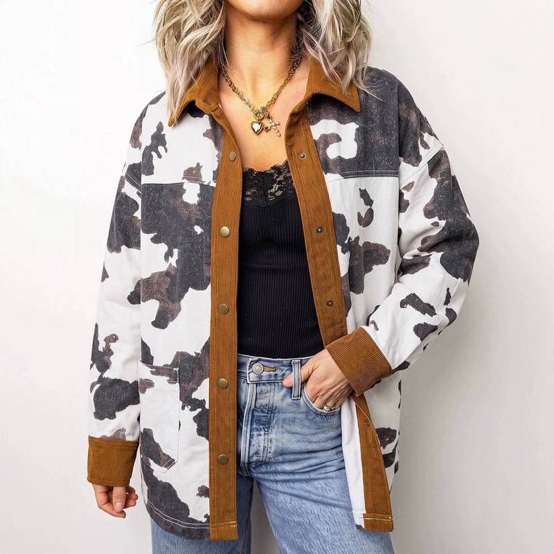Shiying Cross-Border Autumn New Single-Row Multi-Button Jacket for Women, European and American Trendy Cow Print Coat for Women Shiying Cross-Border Autumn New Single-Row Multi-Button Jacket for Women, European and American Trendy Cow Print Coat for Women