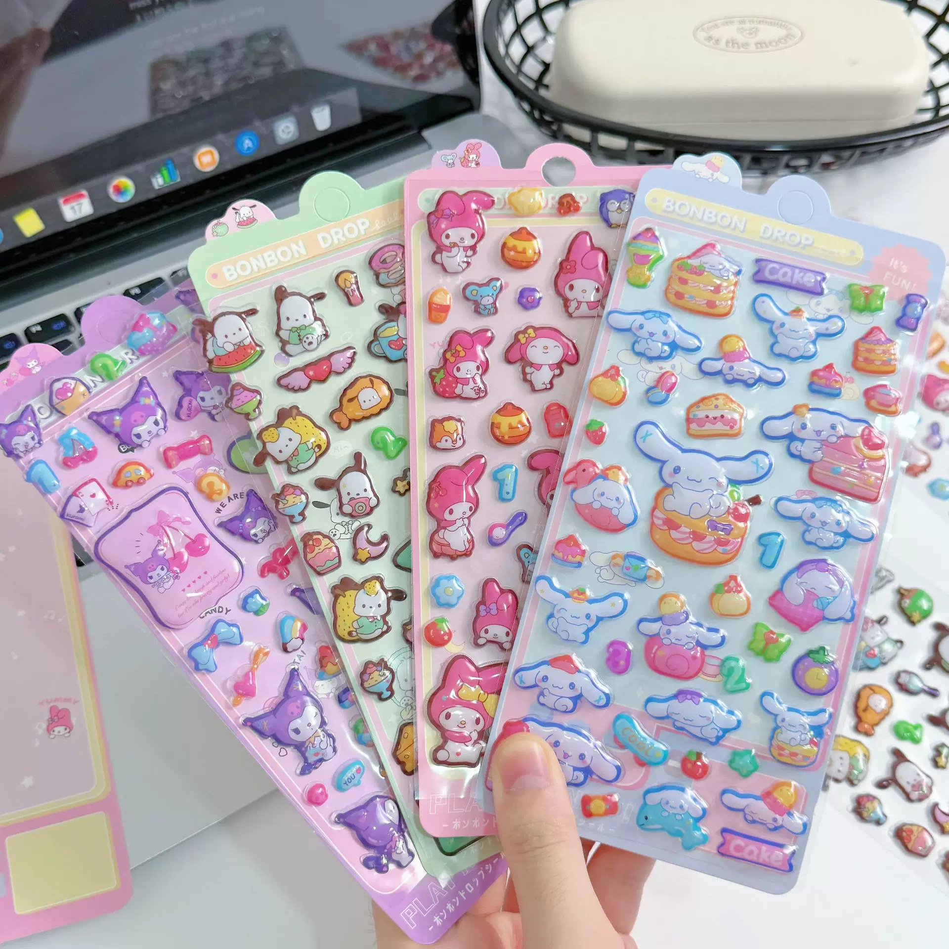 三丽欧库洛米卡通贴画唯美3d立体空心浮雕亚宝石贴纸儿童女孩装饰