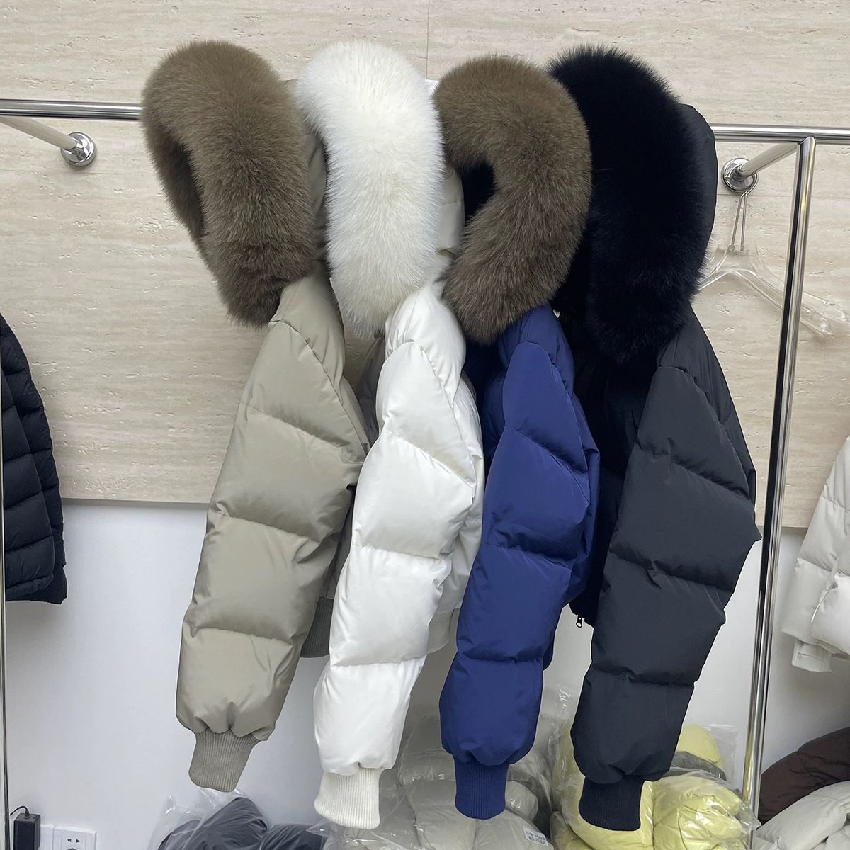 Women's Down Jacket With Fur Collar Petite Waist-cinching Coat_voghion.com