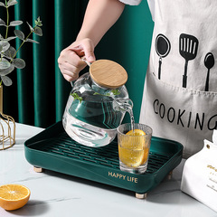 Creative Household Water Drip Tray, Double-Layer Living Room Tea Cup Tray, Rectangular Coffee Table Tea Plate Fruit Tray, Plastic Drip Basket