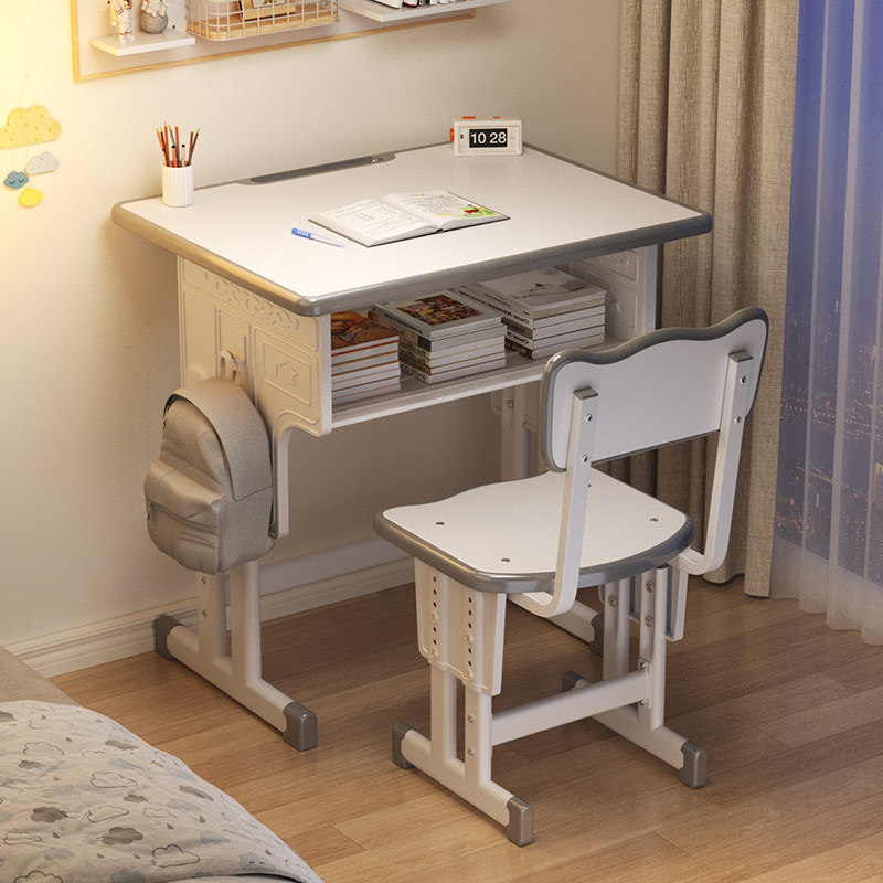 School-Style Children's Study Desk, Home Desk for Primary School Students, Writing Desk and Chair Set, Dedicated Homework Desk