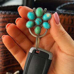 跨境创意Turquoise Bloom Bag Clip Holder 绿松石花朵包夹钥匙扣