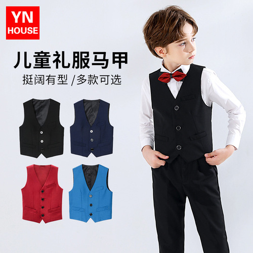 Boys casual suit vest college style children black children's vest class uniform little boy vest solid color suit