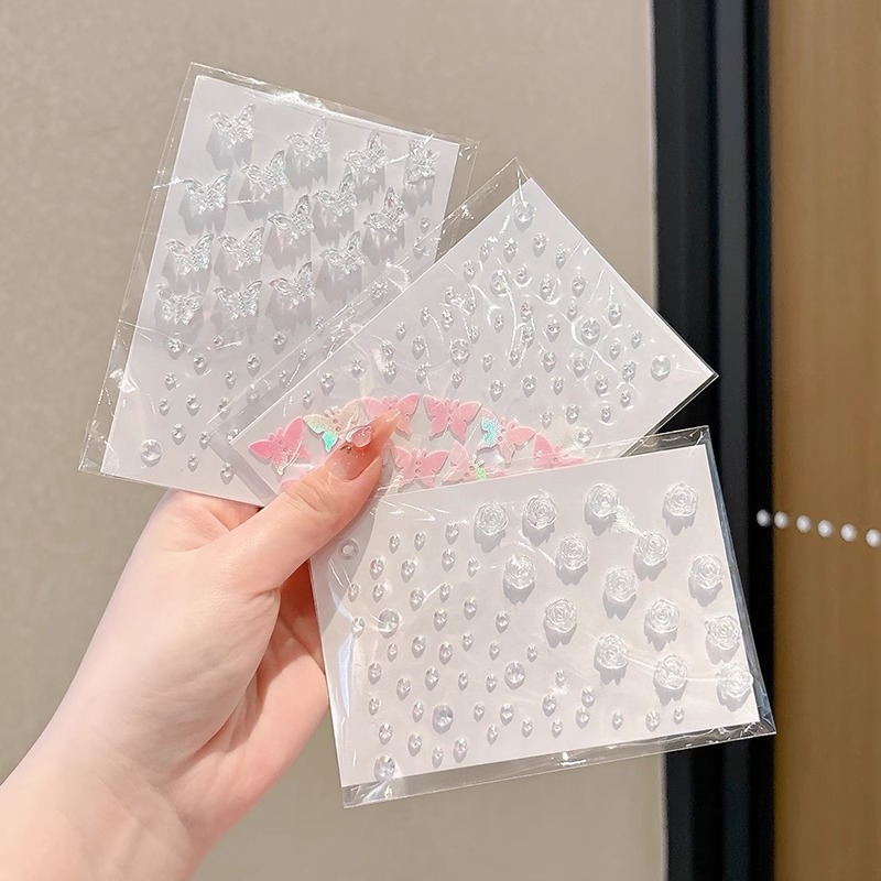 Maquillaje para niñas espectáculo de baile pegatinas para niños joyas para la cara de la niña princesa dulce pegatinas de perlas pegatinas de maquillaje