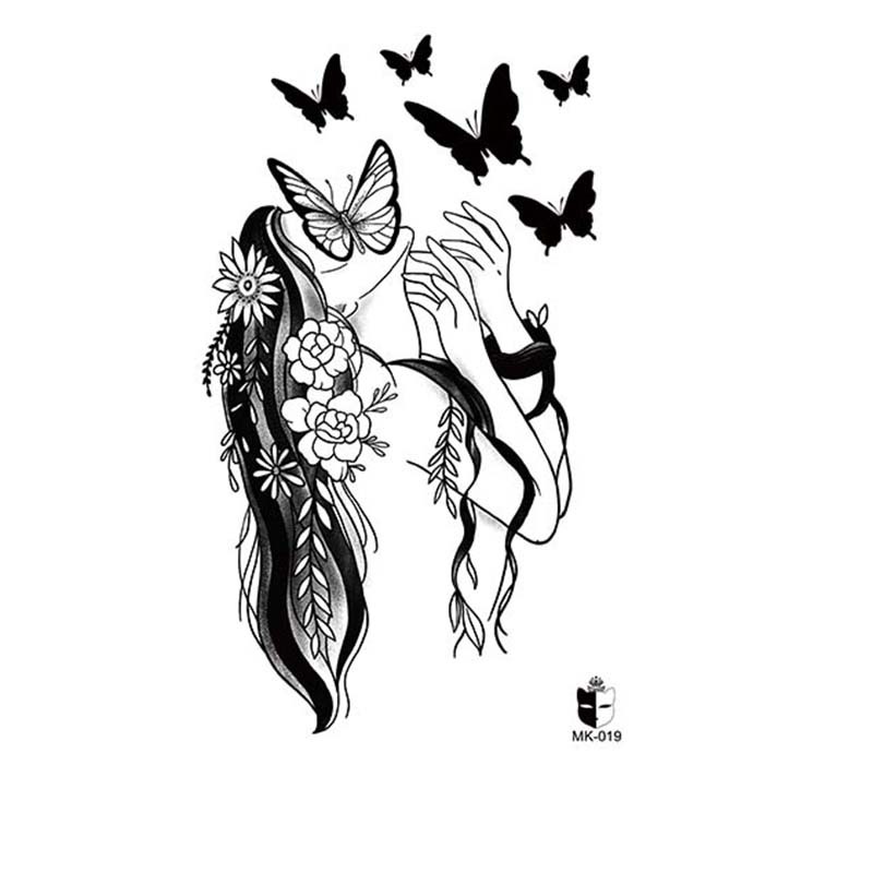 Animal blanco y negro desechable pegatinas de tatuaje belleza pegatinas de tatuaje moda estética patrón de personalidad dama pegatinas de tatuaje