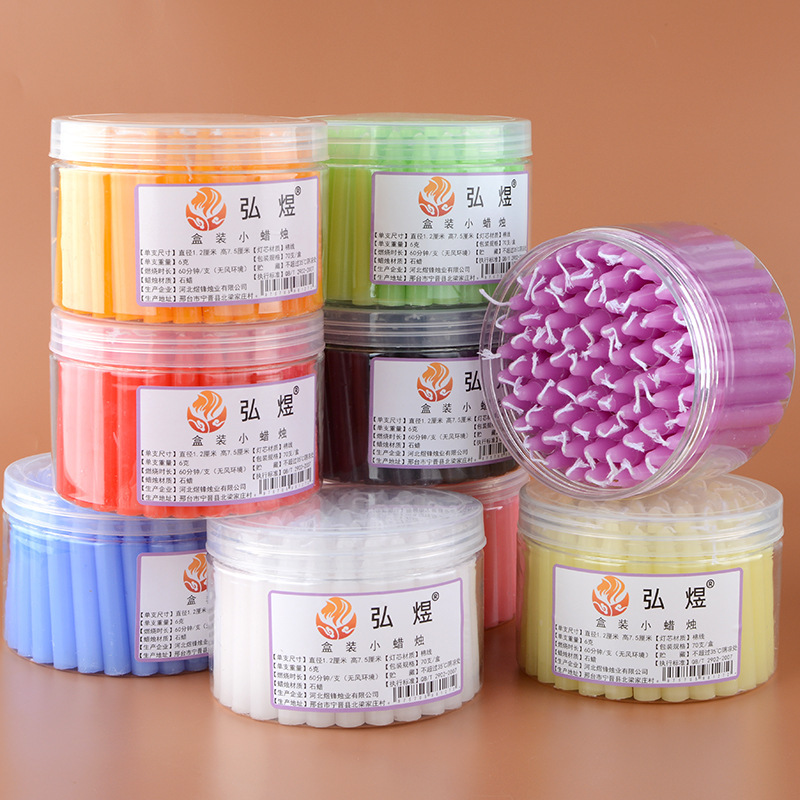 Boxed Colorful Purple Small Mini Short Odorless Lighting Standard Green Candle Handmade Experimental Fine DIY Wax