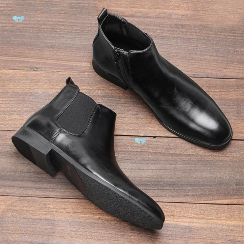 ①E 164 Large Size 38~50 Men Ankle Boots Leather Chelsea