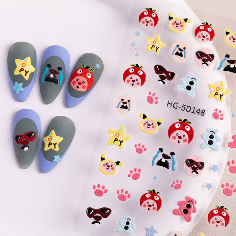 Loopy Little Beaver Nail Art Sticker 5D Embossed Stereo High-Value Stereo Cute Ruby Nail Sticker Hg Style