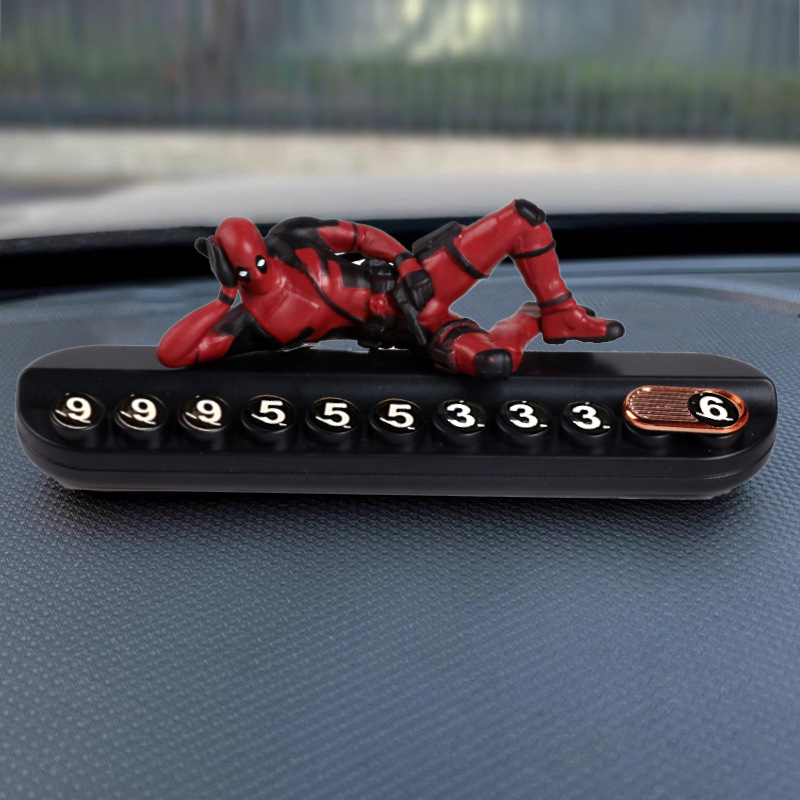 Tarjeta de estacionamiento temporal de Deadpool Car, placa de teléfono móvil femenina, placa de número de teléfono móvil para automóvil, suministros decorativos ocultos