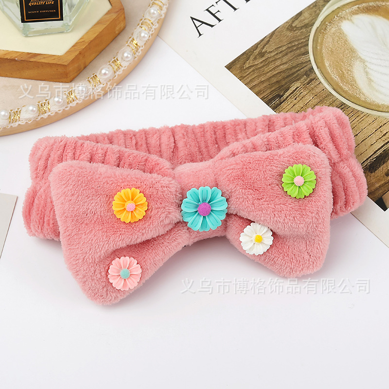 Nueva diadema de ala ancha mujer dibujos animados tridimensional pequeña flor arco cara lavado maquillaje deportes pelo banda maquillaje accesorios para el pelo