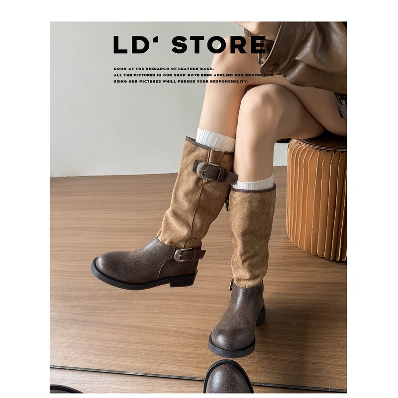 In Stock, Ships Instantly! Women's Hidden Heel Long Boots 2025 New Style Patchwork Ruched Western Slouch Boots Riding Boots In Stock, Ships Instantly! Women's Hidden Heel Long Boots 2025 New Style Patchwork Ruched Western Slouch Boots Riding Boots