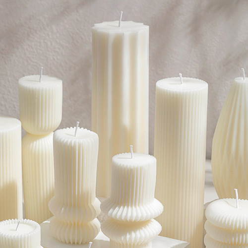 Cross-border best-selling creative Nordic-style minimalist striped candles, handmade 3D scented decorative candles