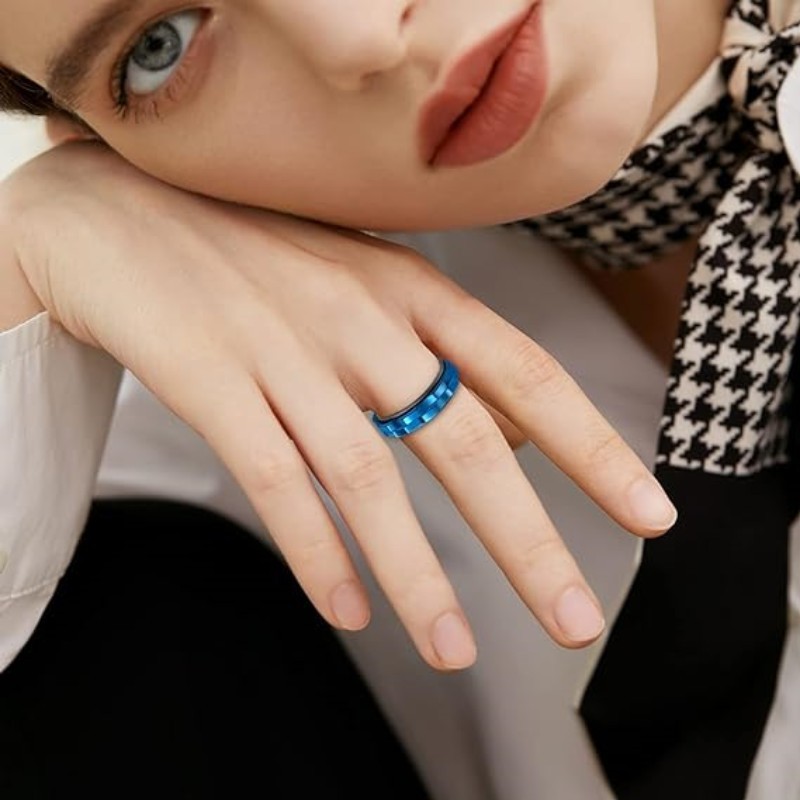 Geometric, Solid Color Pattern Hip-Hop Geometric Solid Color Titanium Steel Men's Rings