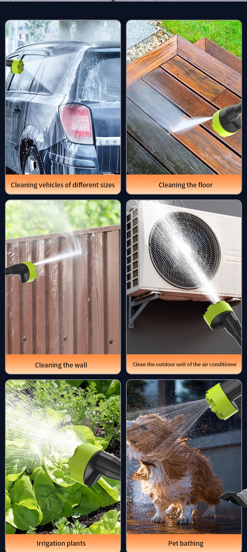 Cross-Border Wireless High-Pressure Water Gun Manufacturer Wholesale Lithium Battery Car Wash Garden Watering Lithium Battery High-Pressure Water Gun