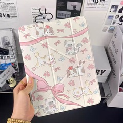 ピンクの子猫Y折皮透明ケースはipad air 4/5タブレット保護カバー2024pro 7/8/9/10thを適用します。