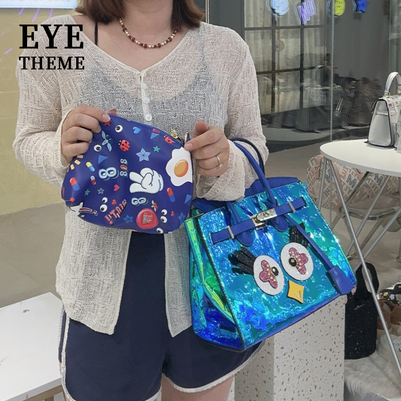 Impresión portátil de gran capacidad de dibujos animados lindos bolsos de moda europeos y americanos clásicos de la cerradura de metal 2815 #