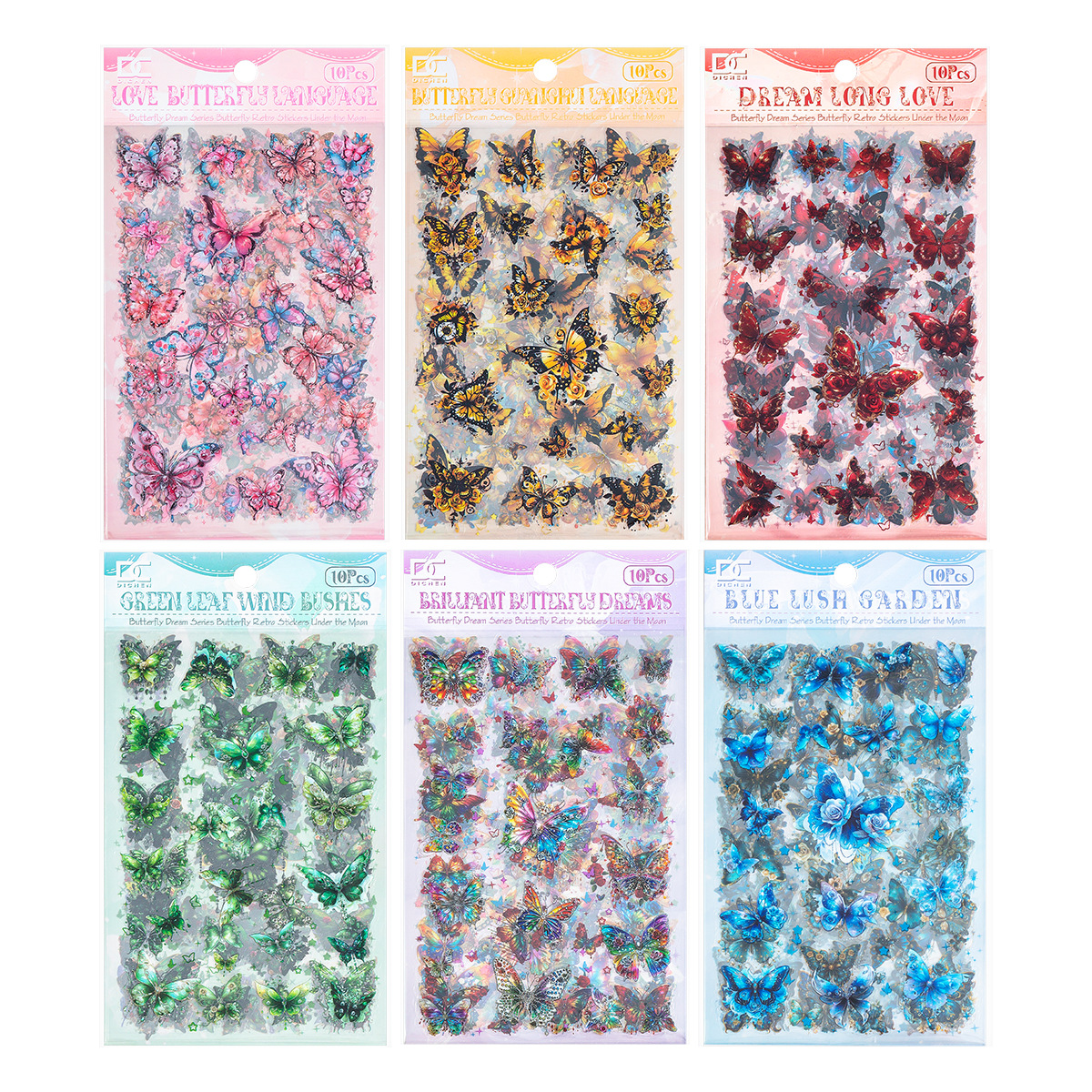 Luna Dream Butterfly transparente pegatinas impermeables para mascotas diy pegatinas de diario de mano pegatinas de mariposa retro transfronterizas pegatinas de animales