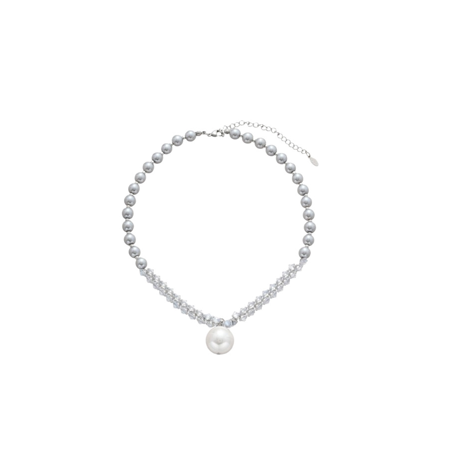 Nuevo collar colgante de diamantes de perlas grises de estilo europeo y americano, cuentas femeninas, diseño simple de lujo ligero, cadena de clavícula de todo fósforo, collar