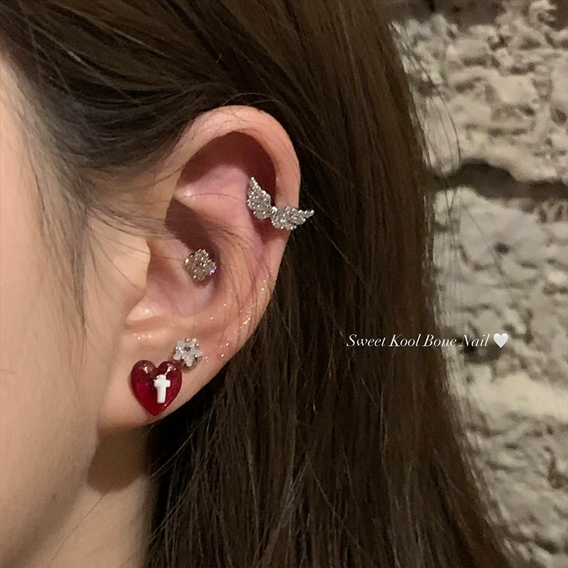 Серьги, сердце и крылья ангела из нержавеющей стали с цирконием, новая коллекция