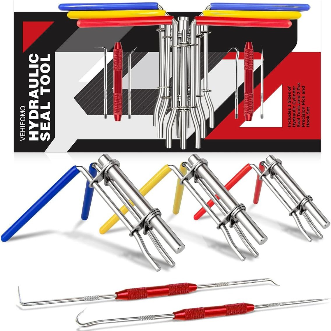 5 件液压密封安装工具套件液压缸活塞维修密封U形杆密封安装工具