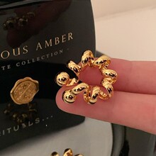 艾瑞雅金色电话线耳夹女高级耳环凹造型几何线条个性耳饰一件代发