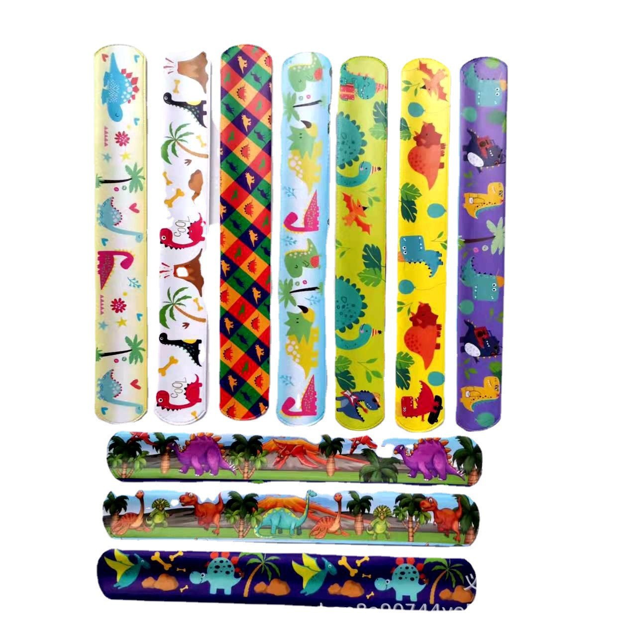 Dinosaurio creativo tema pop anillo PVC niños pulsera pop anillo fiesta decoración pulsera