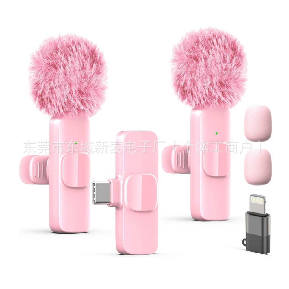 Fábrica K9 rosa blanco rosado inalámbrico collar clips micrófono un arrastrar dos reverberación reducción de ruido micrófono de transmisión en vivo
