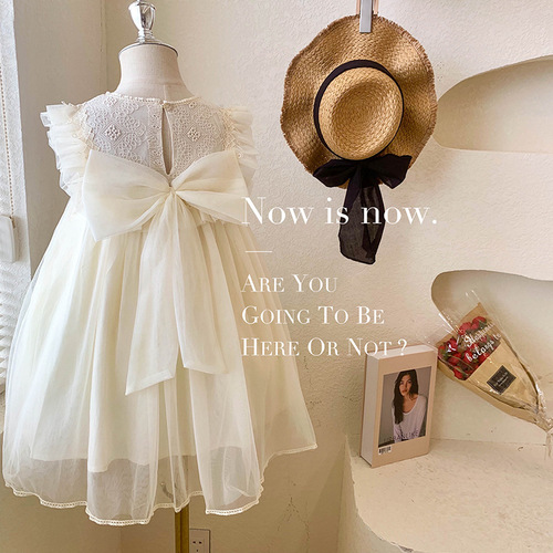 2024 new summer girls sweet bow sleeveless Internet celebrity princess dress 2-8 years old dress tutu skirt trendy