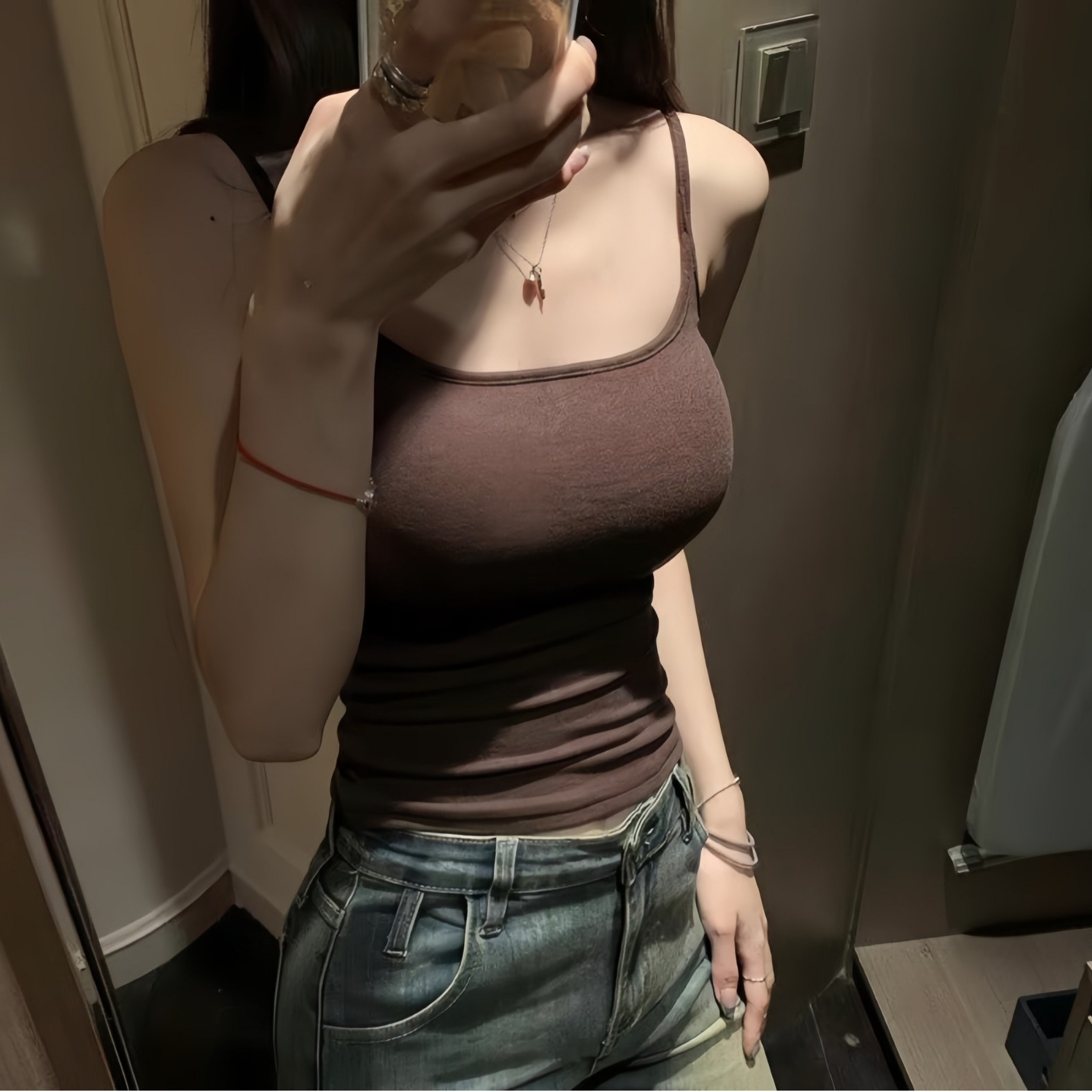 가을, 겨울 퓨어 욕망 기모 따뜻한 캐미솔 슬림핏 아우터웨어 + 가슴 패드 이너 레이어링 베이스 셔츠 탑 언더웨어