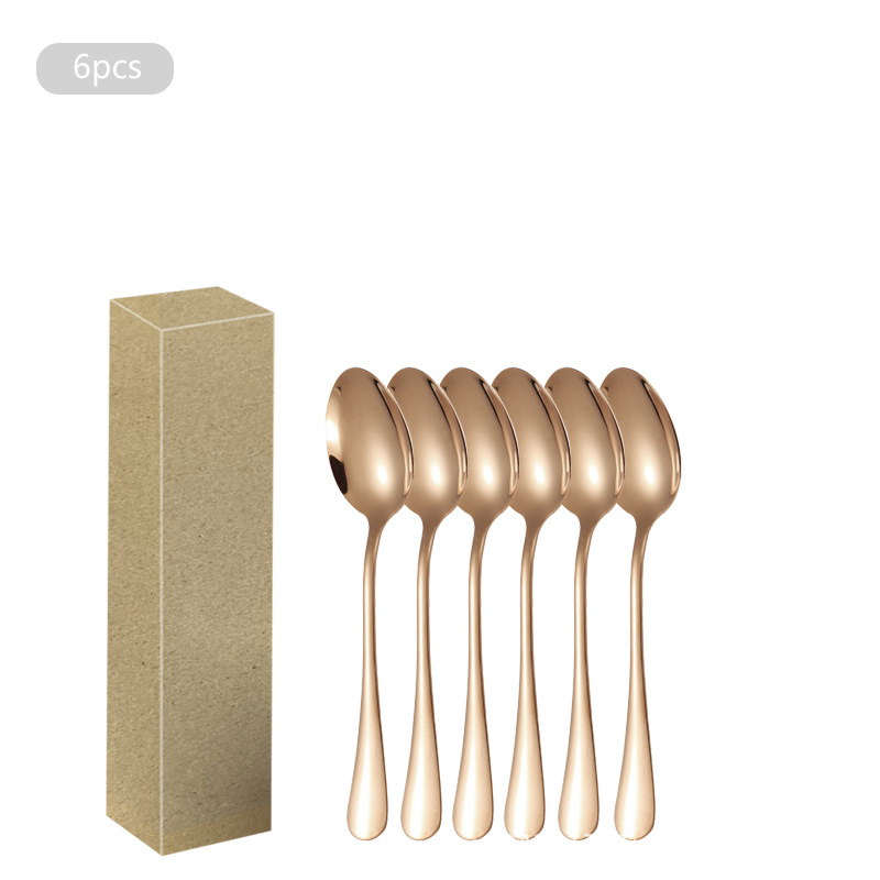 1010 Acero inoxidable 6 paquetes Cuchillo de mesa Cuchillo de carne Cuchara de comida occidental Cuchara Cuchara de postre Juego de vajilla de alta gama para hotel
