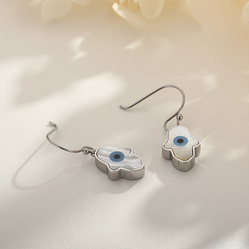 Drop Earrings Classification Fashion Devil's Eye Palm Titanium Steel Drop Earrings Plating Stainless Steel Earrings