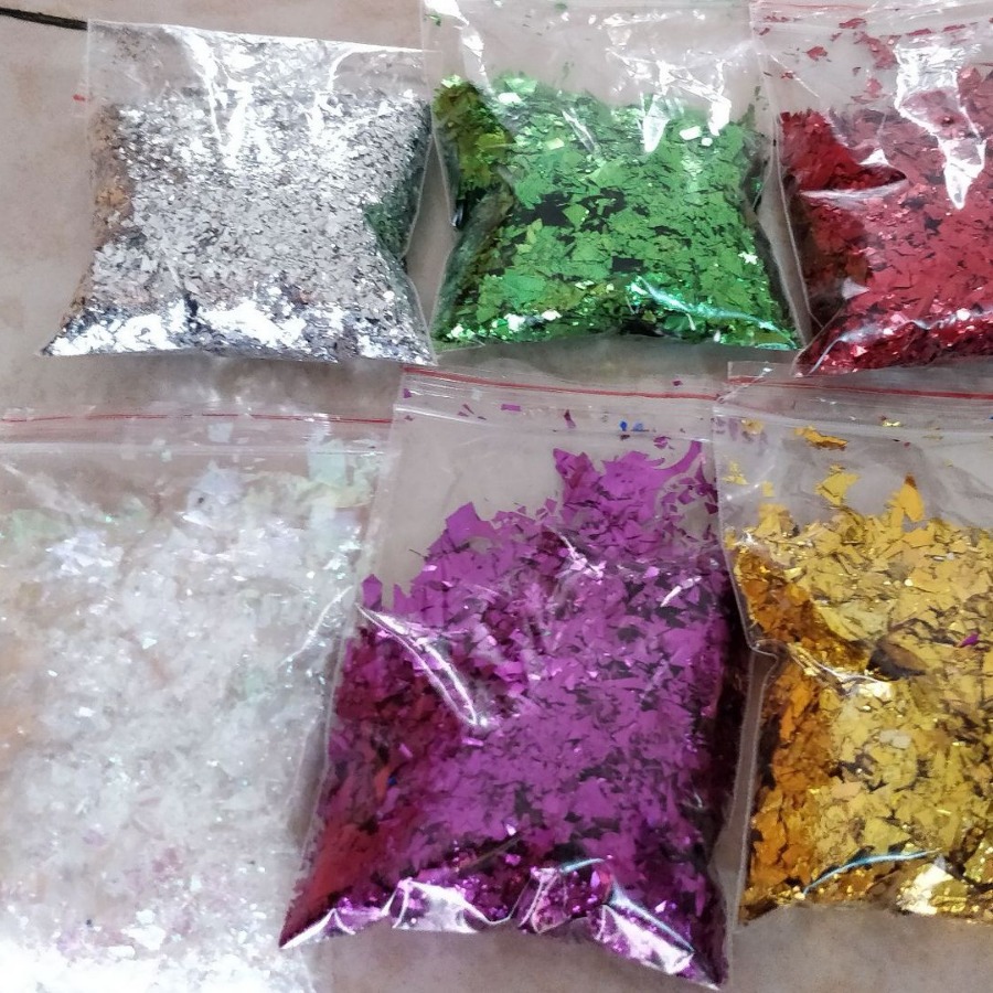 扁平深金黄片带子粉红葱片扁带天蓝葱条形亮丝草绿色铝箔碎纸屑