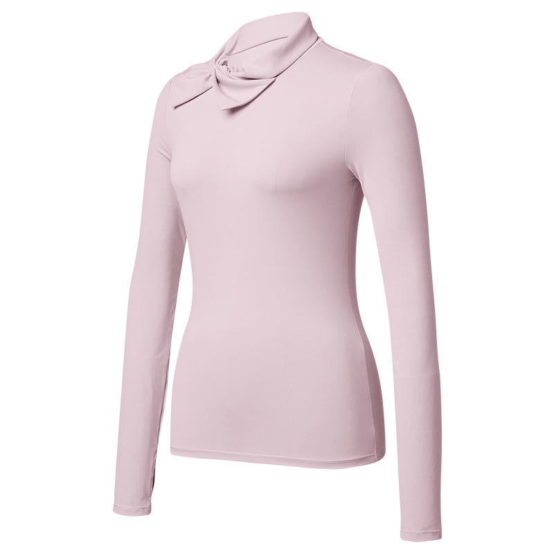 T-shirt de cuello alto y manga larga, camiseta deportiva de mujer, camiseta de golf delgada, camiseta de base transpirable