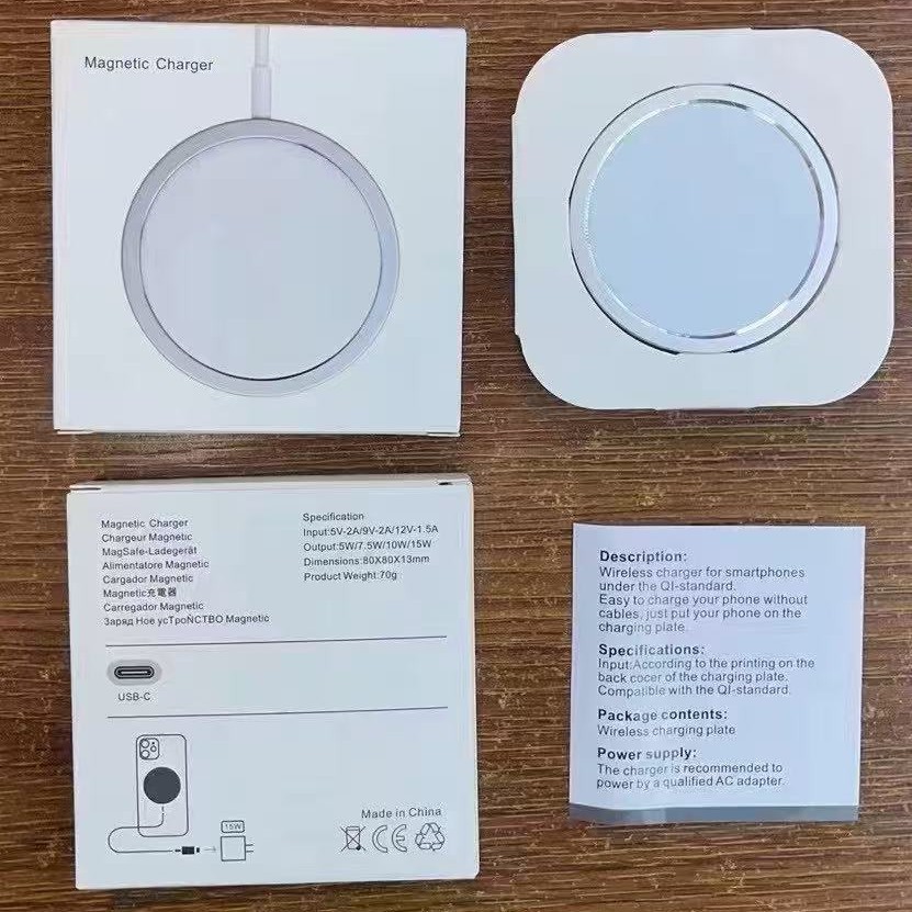 Cargador inalámbrico magnético de disco i12 Magsafe15W cargador inalámbrico magnético de carga inalámbrica
