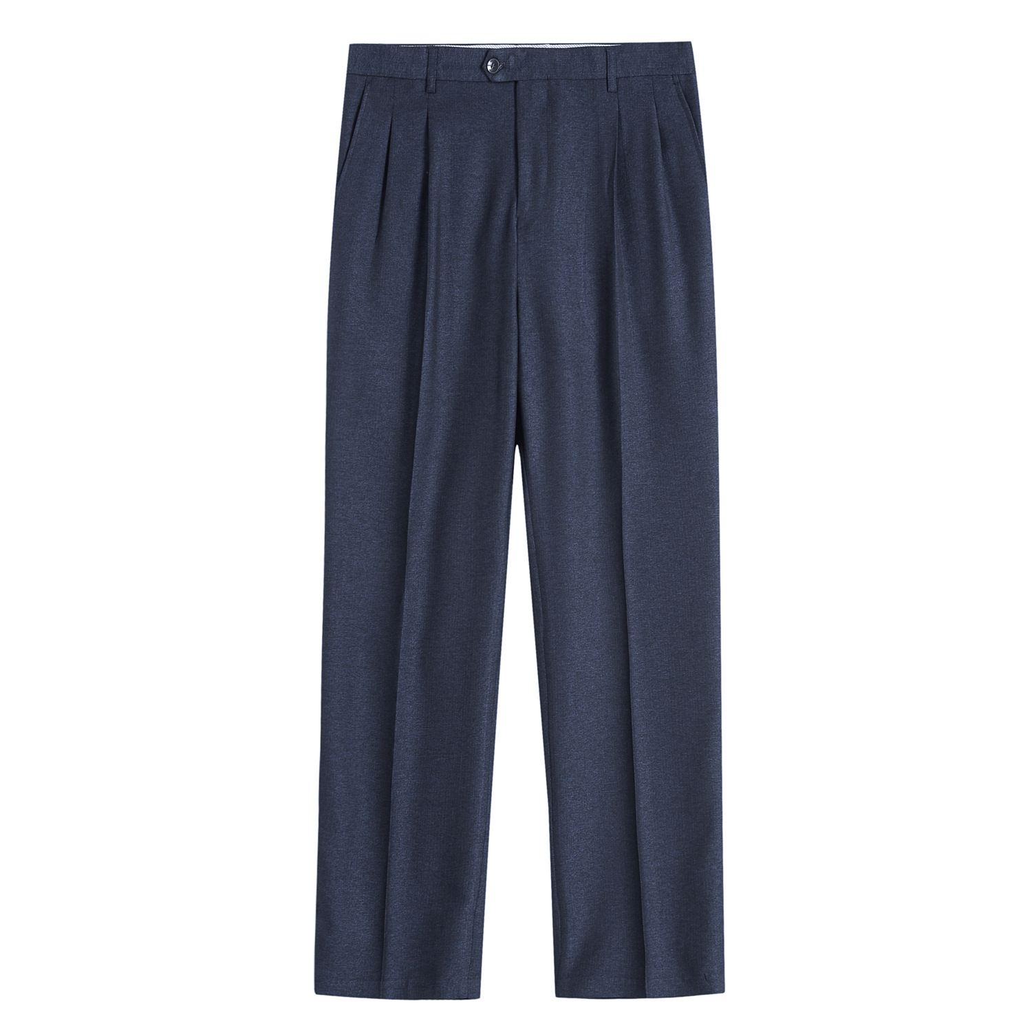 Pantalones de traje plisados dobles de verano delgados de mediana edad y ancianos de cintura alta pantalones de traje formal informal de negocios sueltos pantalones de traje sin planchar image 4