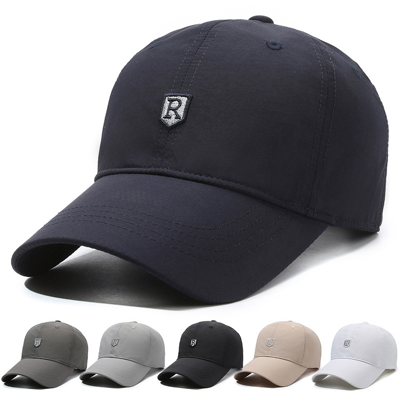 R Letter Men's Summer Thin Quick Drying Duck Tongue Outdoor Sun Leisure Breathable Sunshade Baseball Hat_voghion.com