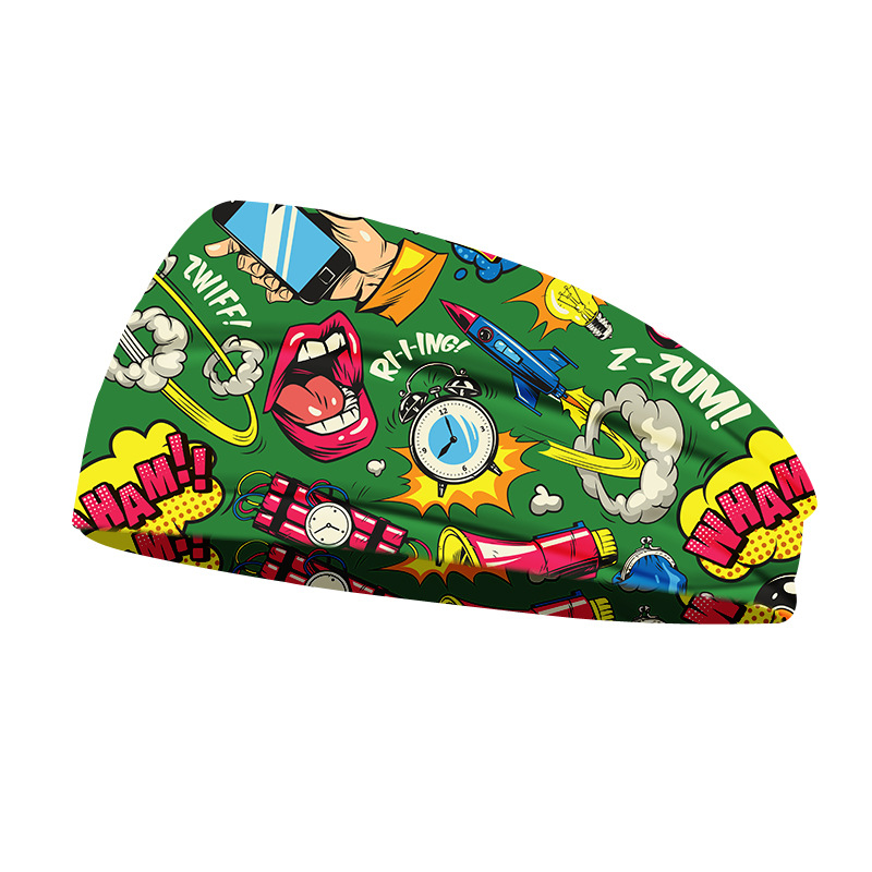 Nueva impresión europea y americana para hombres al aire libre correa de cabello elástica absorción de sudor turbanta de yoga correa de cabello cruzada