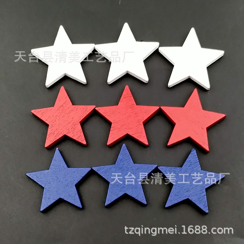 30mm tres colores estrella de cinco puntas colgante decoración de madera 5mm grueso estrella de cinco puntas botones de madera 60 pc/bolsa