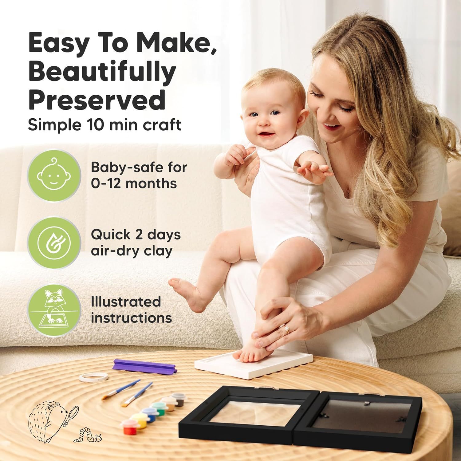 Venta caliente transfronteriza bebé huella huella marco de fotos marco doble