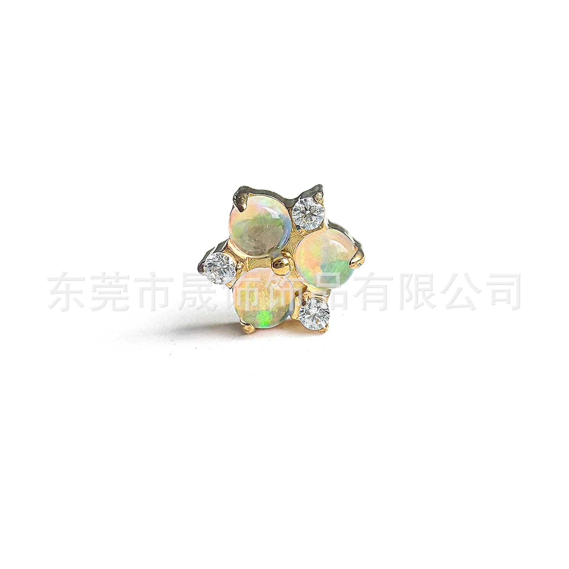 F136 Titanium 果冻澳宝 Flower Studded 极光澳宝 Ear Stud G23 Implant Grade Titanium 人体 Piercing Jewelry Helix Cartilage Stud