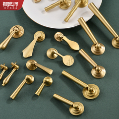 Wholesale copper craftsman new Chinese style wardrobe drawer handle single hole small golden light luxury American hardware brass cabinet door