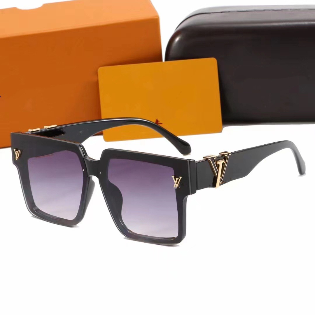 Louis Vuitton Square-Frame Acetate Sunglasses Black Purple (Z1478W)
