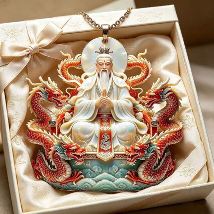 Lucky Red Dragon Pendant Chinese Style Necklace Pendant Yuan Shi Tianzun Protection and Blessing Pendant Gift Commemorative Pendant