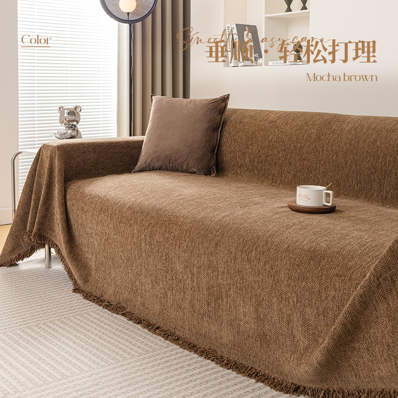 Herringbone toallas de sofá 2024 nuevo sofá cojín de tela de cubierta cuatro estaciones de alto nivel general sensación de cubierta completa mantas de sofá