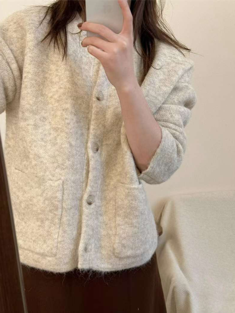 24 invierno Puyuan coreano de alta calidad suéter de cuello redondo para mujeres 2024 nuevo otoño y invierno
