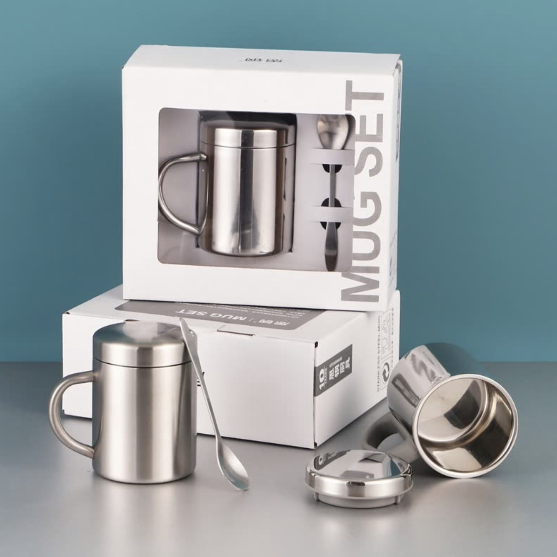 304 acero inoxidable de doble capa taza de agua aislante taza de boca de niños taza con tapa taza doméstica taza de comedor de jardín de infantes