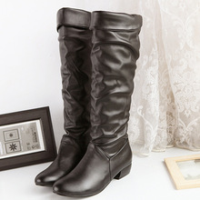 女款靴子秋冬 矮跟白色棕色黑色高筒靴女靴大码40-47码骑士靴Z-7